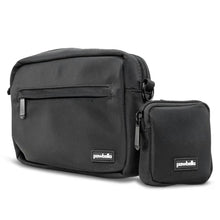 The Pawbella Crossbody Dog Walking Bag, with a front zip pocket and matching mini pouch, features durable fabric and labels—ideal for organizing essentials in your pet backpack or stroller in Australia.