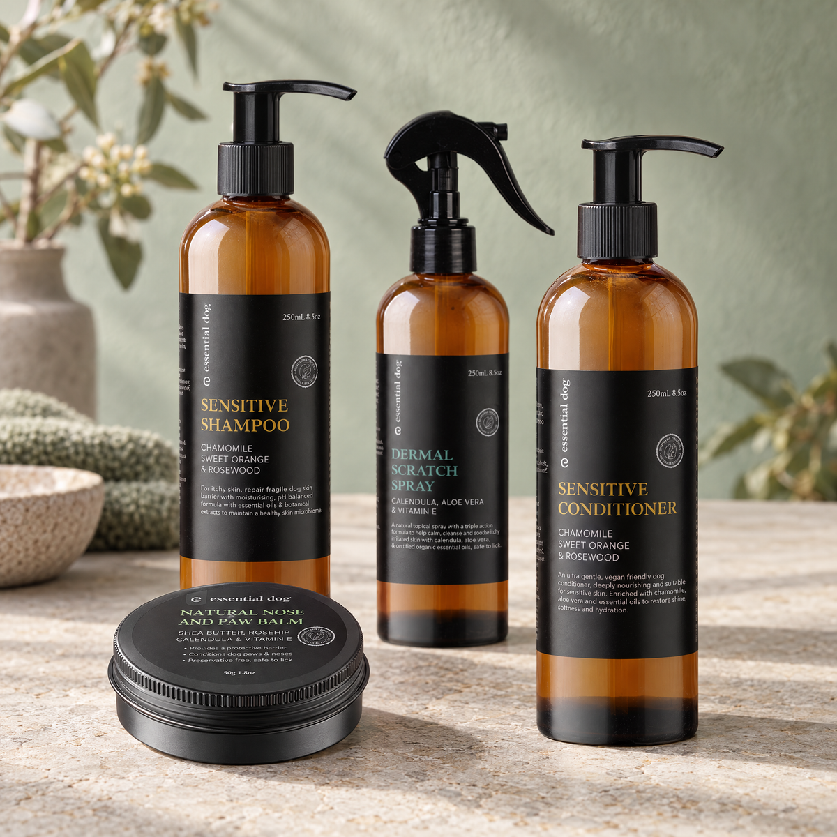 Sensitive Skin & Paw Bundle - Sensitive Shampoo, Conditioner, Dermal Spray, Nose & Paw Balm
