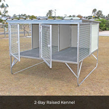 2-Bay Raised Kennel and Insulated Dog House Bundle