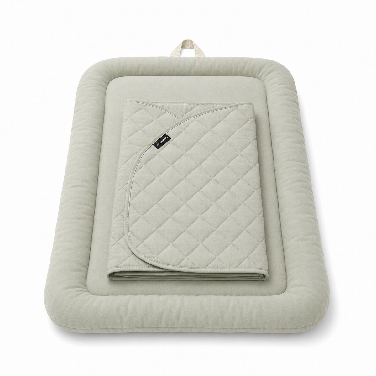 Front view of the khaki Pawbella Ultimate Pet Stroller plush cushion set